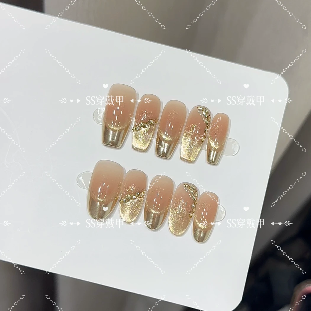 【秋奢】纯手工穿戴甲美甲穿戴光疗甲冰透渐变流行纯欲四季流行