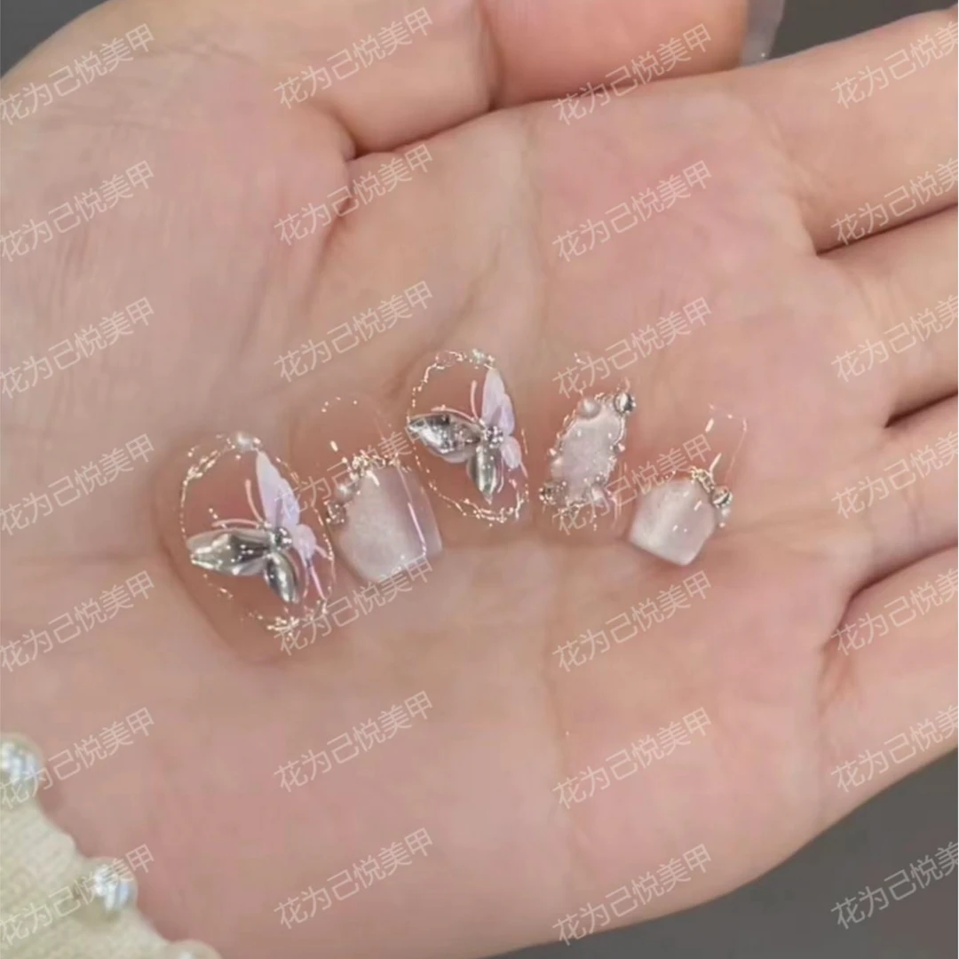 【玉蝶浮影】纯手工穿戴甲美甲穿戴光疗甲冰透渐变流行纯欲四季流行