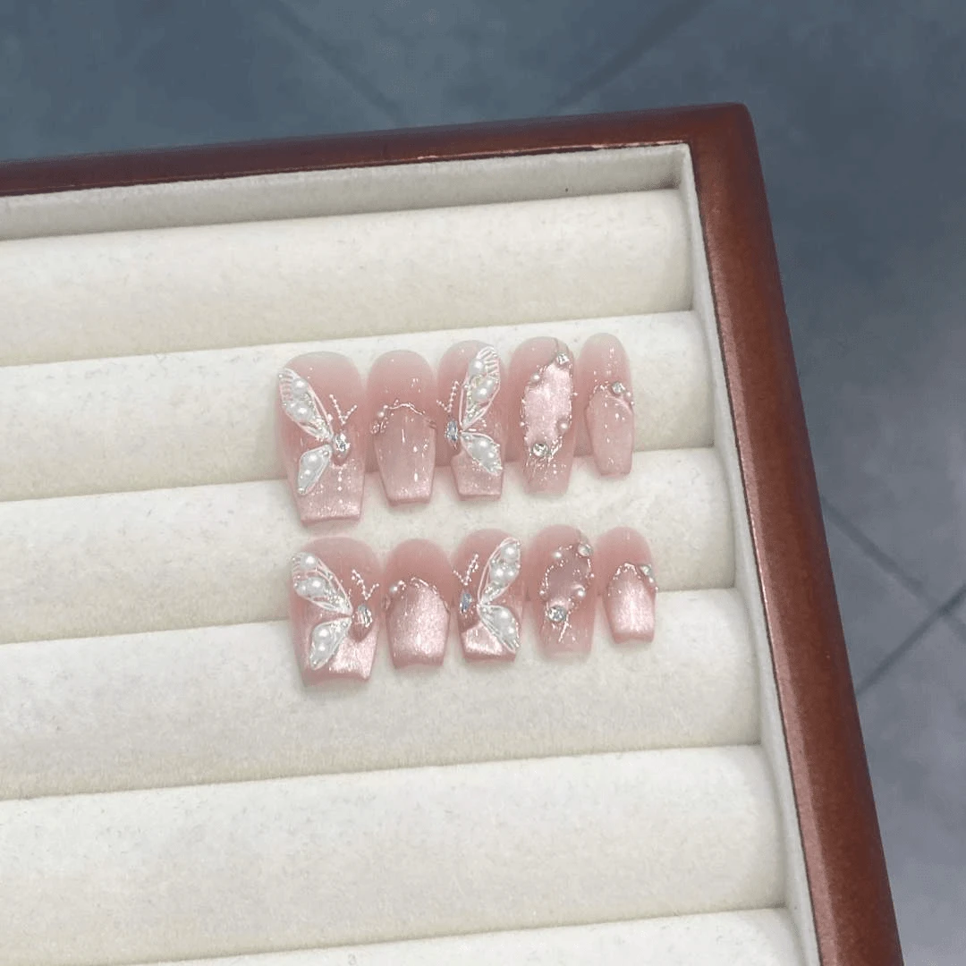 【爱丽丝】纯手工穿戴甲穿戴式光疗甲冰透渐变流行简约四季流行