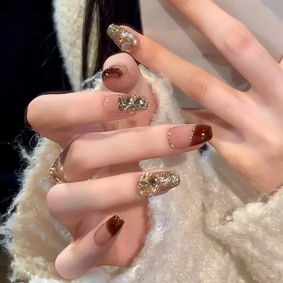 【新年战甲】纯手工穿戴甲美甲贴光疗甲冰透渐变流行纯欲秋冬