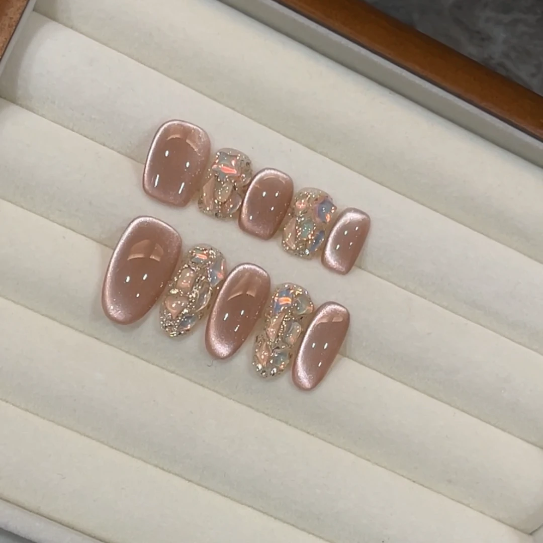 【茉莉花香】纯手工穿戴甲美甲贴穿戴式光疗甲冰透渐变流行纯欲秋冬