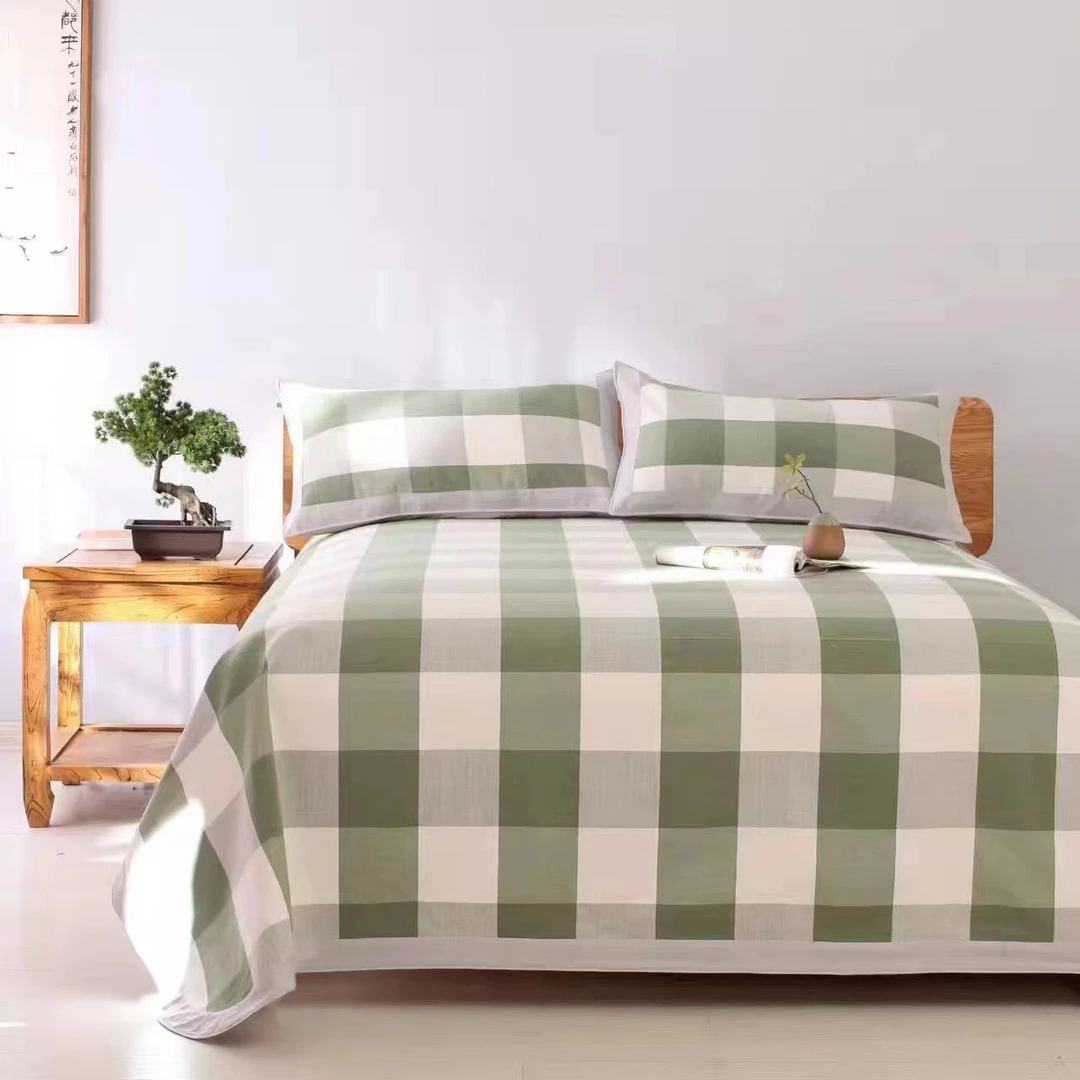 凉席 棉布凉席 凉席三件套 格子凉席 田园风