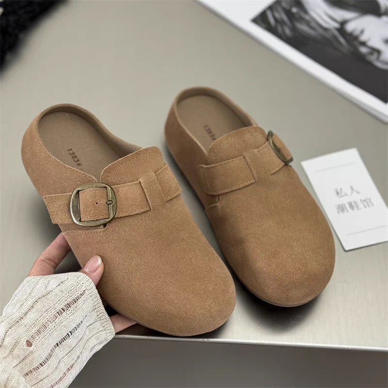 包头半拖鞋子女2024秋季外穿防滑软底复古软底厚底勃肯鞋穆勒女鞋