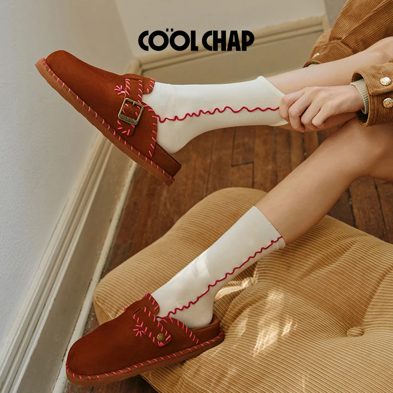 Coolchap早秋透气小众搭配勃肯彩色流线长袜