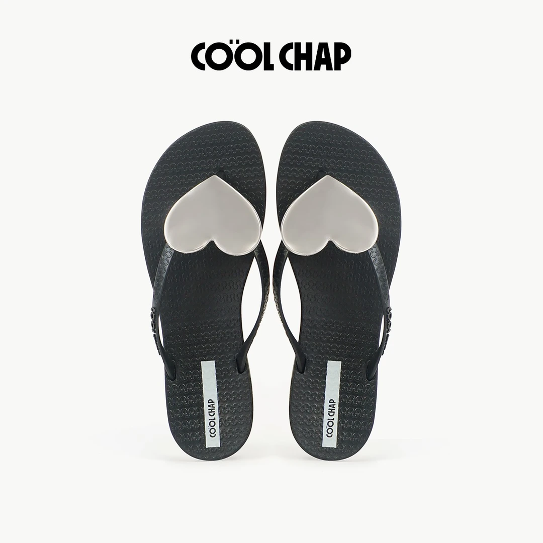 Coolchap夏季网红女士新款鎏心系列爱心人字拖