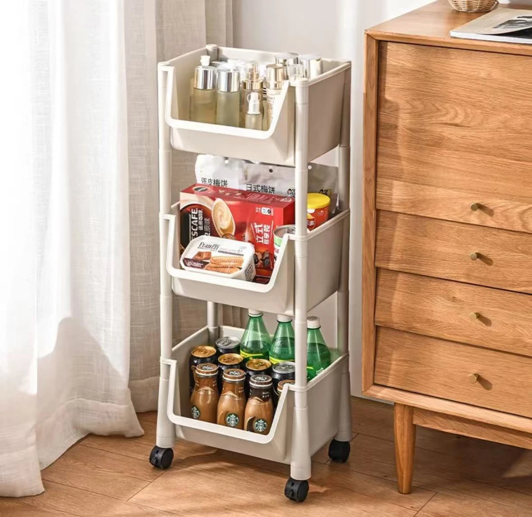 3层书桌置物架收纳储物架移动推车卧室客厅书本架儿童零食随机SJ5