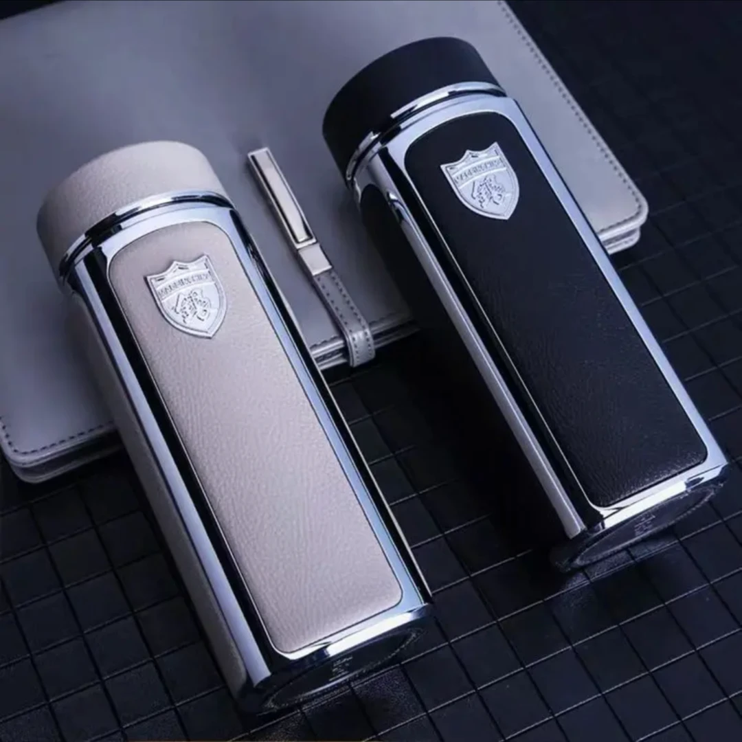 新中式高档礼盒四方皮纹杯保温杯银离子工艺送礼自用商务水杯