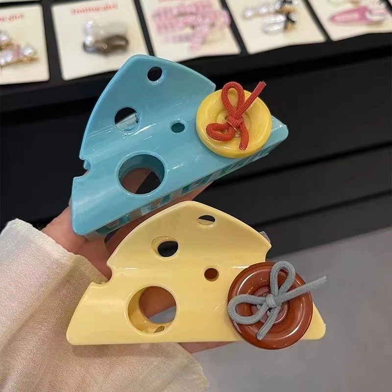 可爱纽扣芝士抓夹女2024新款高级感简约夹子头饰发夹后脑勺鲨鱼夹