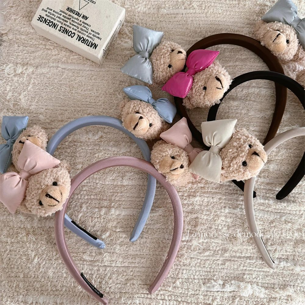 可爱小熊发箍出游拍照头箍新款毛绒卡通头饰萌物少女发卡洗脸发饰