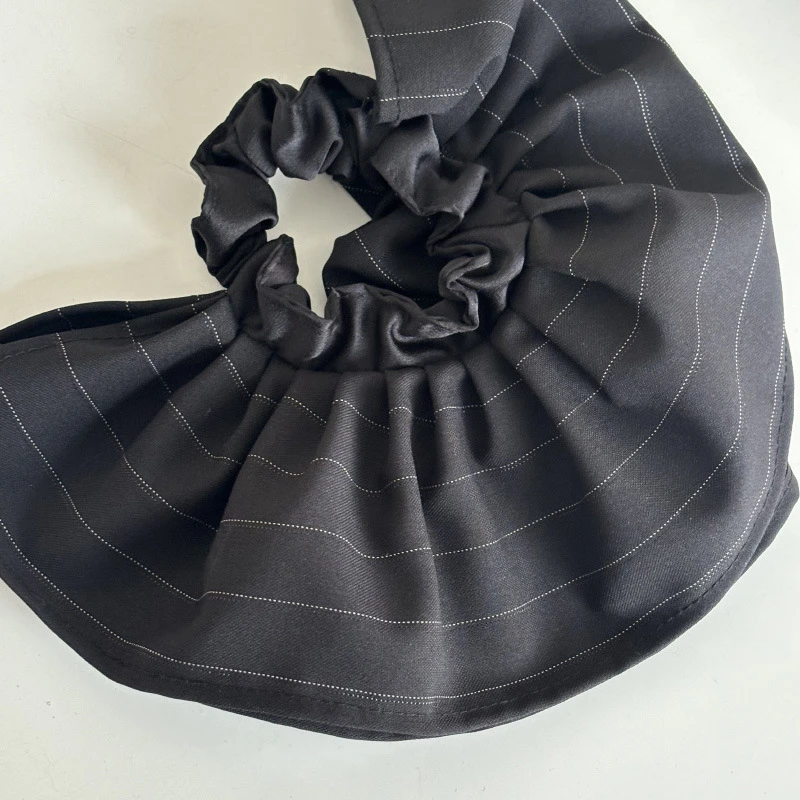 复古裙摆条纹双层发圈女高级感通勤气质马尾辫秋冬大肠发绳发饰