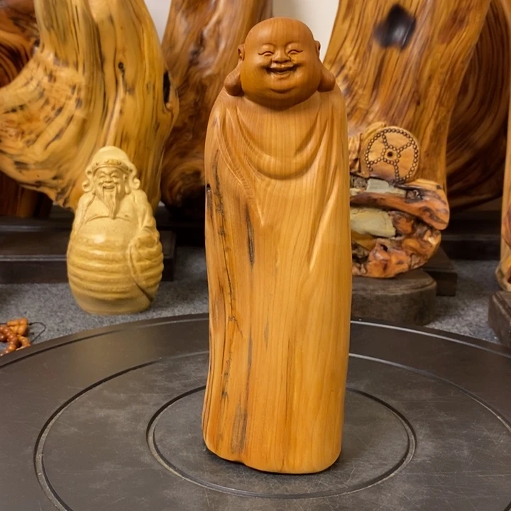 柏木（崖柏）崖柏弥勒佛摆件根雕工艺品