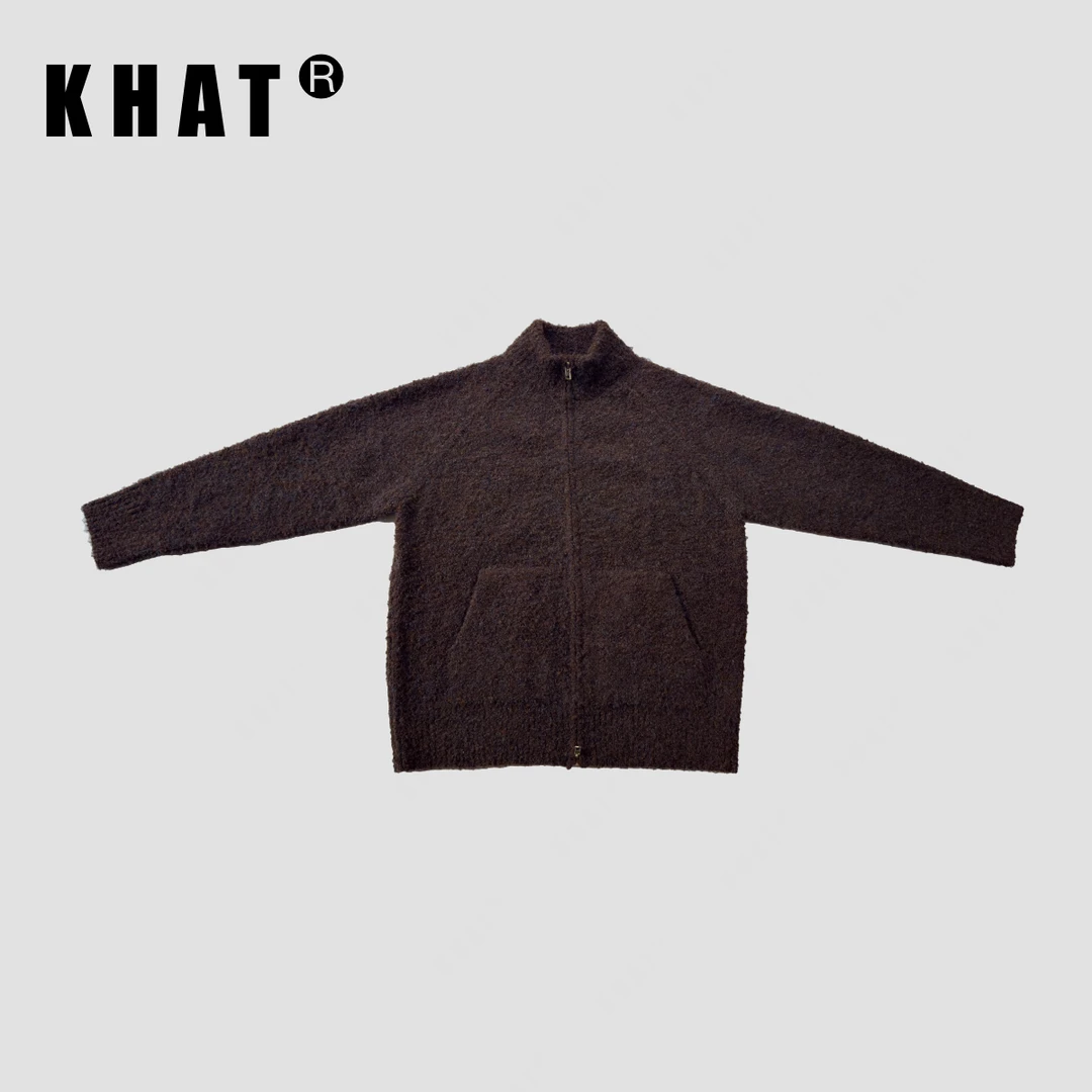 幻彩系列羊毛混纺圈圈纱重磅立领双拉链慵懒休闲宽松针织男士夹克