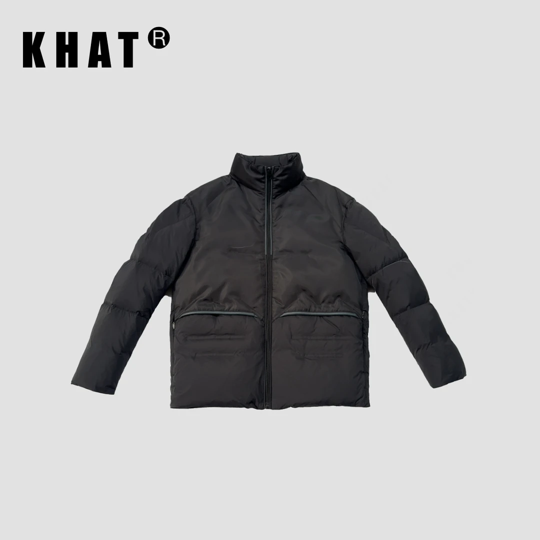 三星白鹅绒绵羊皮拼接商务休闲立领秋冬夹克羽绒服