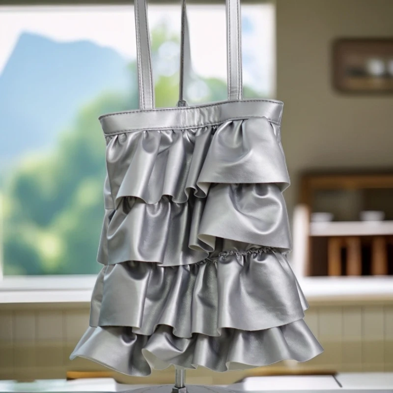 花边包包2023新款托特大容量单肩包蛋糕裙百褶褶皱荷叶边腋下