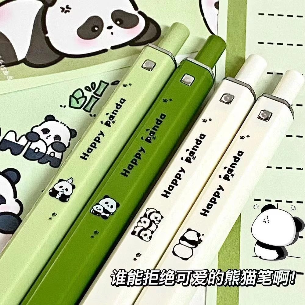 ins可爱风熊猫方方笔高颜值超萌少女心简约刷题笔0.5mm学生用黑笔