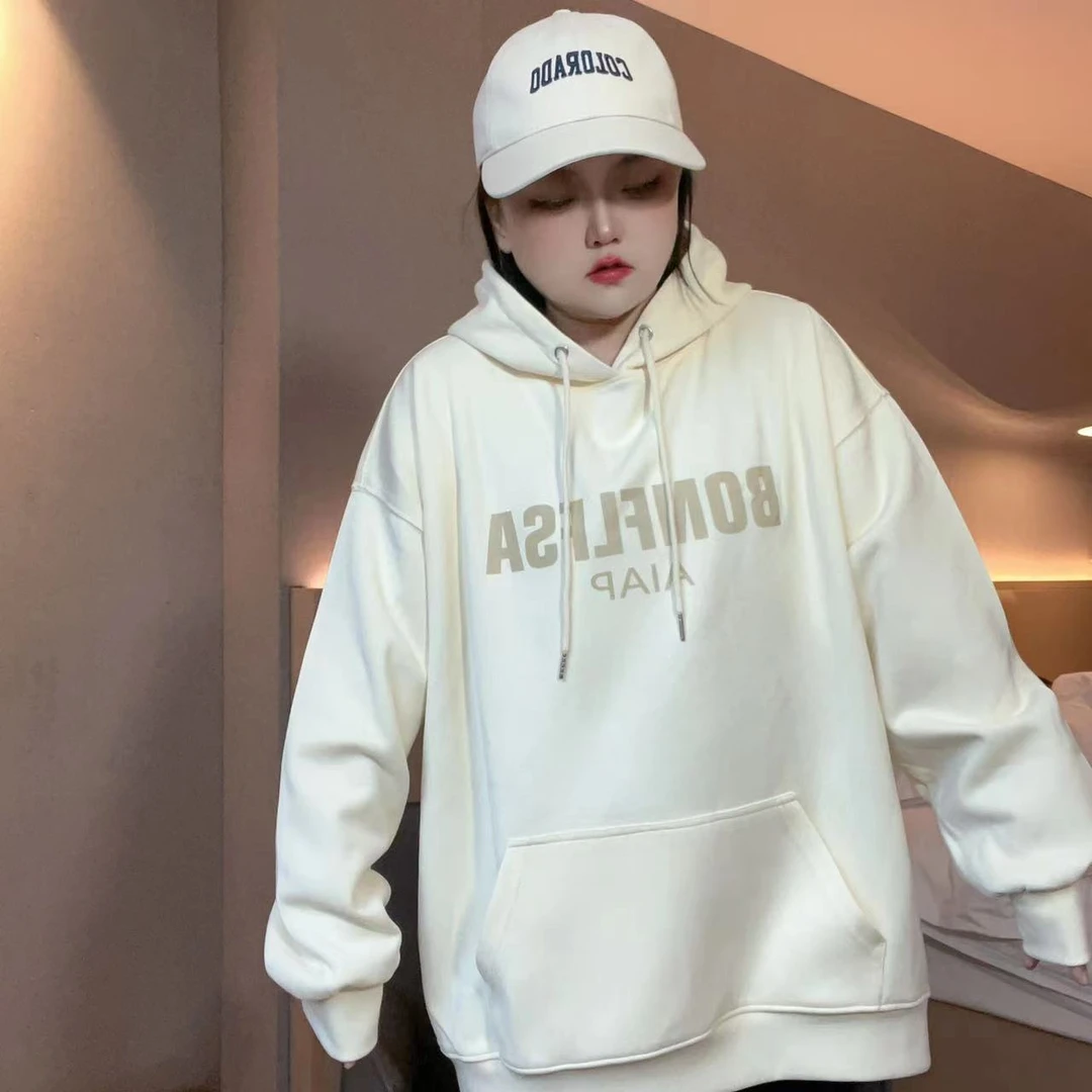 【2-300斤】重磅加绒加厚大码卫衣秋冬情侣装宽松潮流百搭休闲上衣