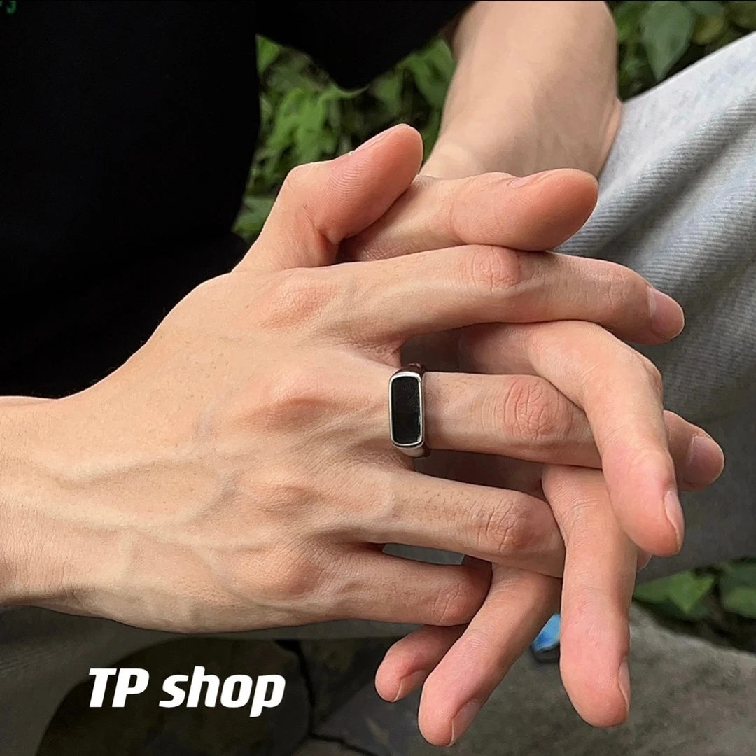 钛钢项链 TP 韩版小众设计ins高级感戒指男简约个性指环钛钢配饰