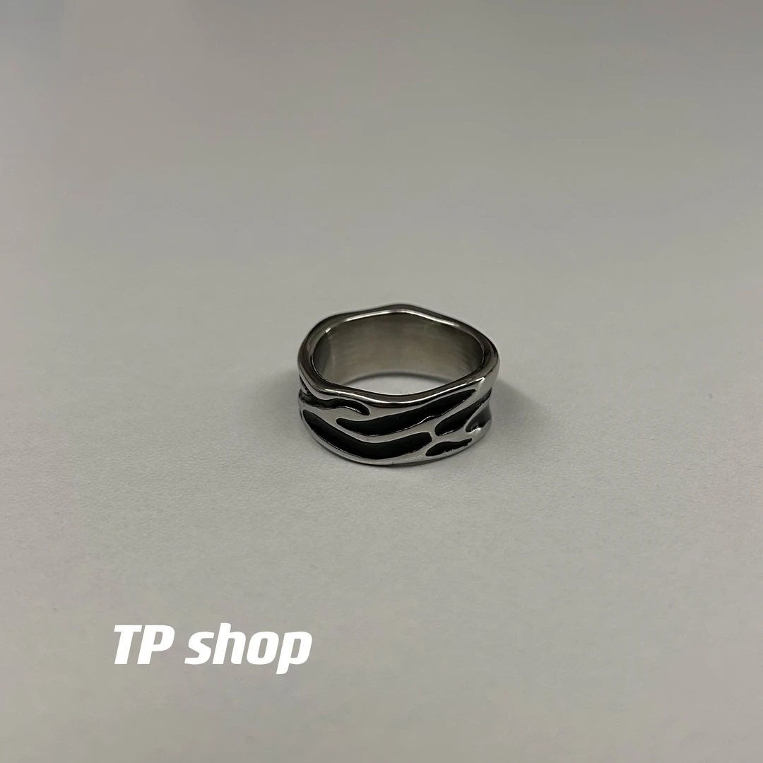 钛钢戒指 TP 韩国ins高级感设计戒指钛钢简约冷淡风嘻哈指环男
