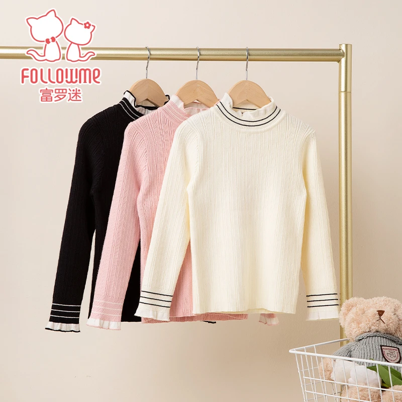 富罗迷女童针织衫秋冬季新款亲肤舒适竖条纹针织衫F3D9220M