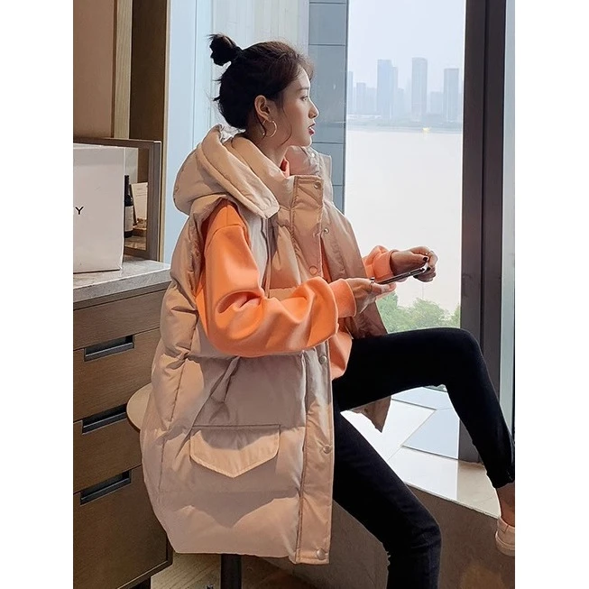 冬季断码百搭特大码300斤胖MM加厚羽绒服马甲女2023宽松中长款连