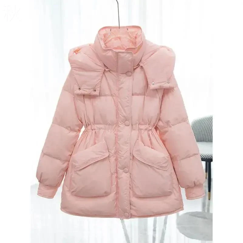 冬季断码23年精选羽绒服女中长款可脱卸帽收腰显瘦加厚流行爆款外