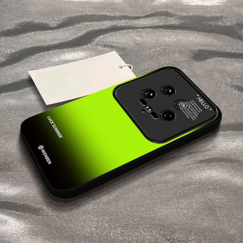 晕染渐变黑绿适用小米14ULTRA手机壳防摔液态硅胶24031PN0DC全包
