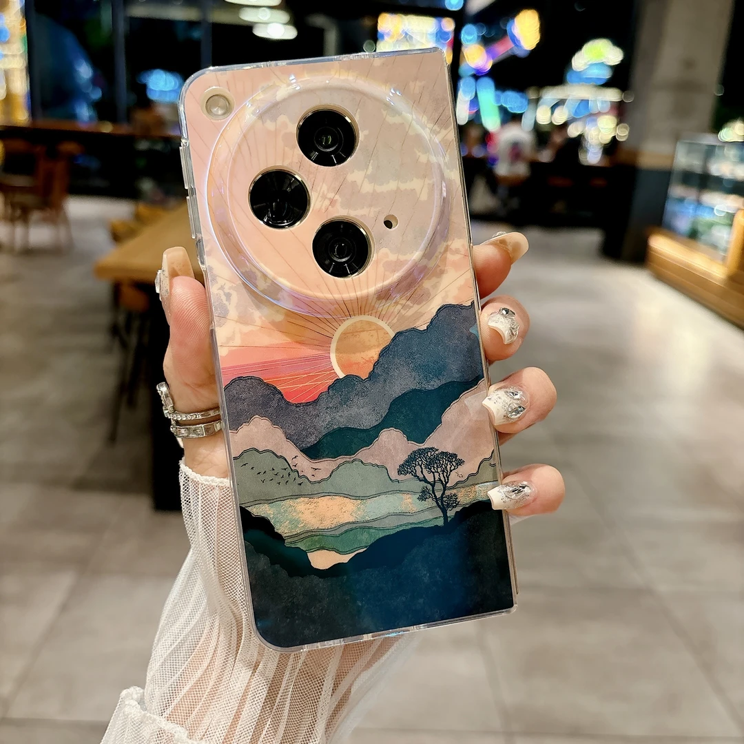 ins潮牌山峰适用oppofindn3折叠手机壳光面N3小众艺术复古