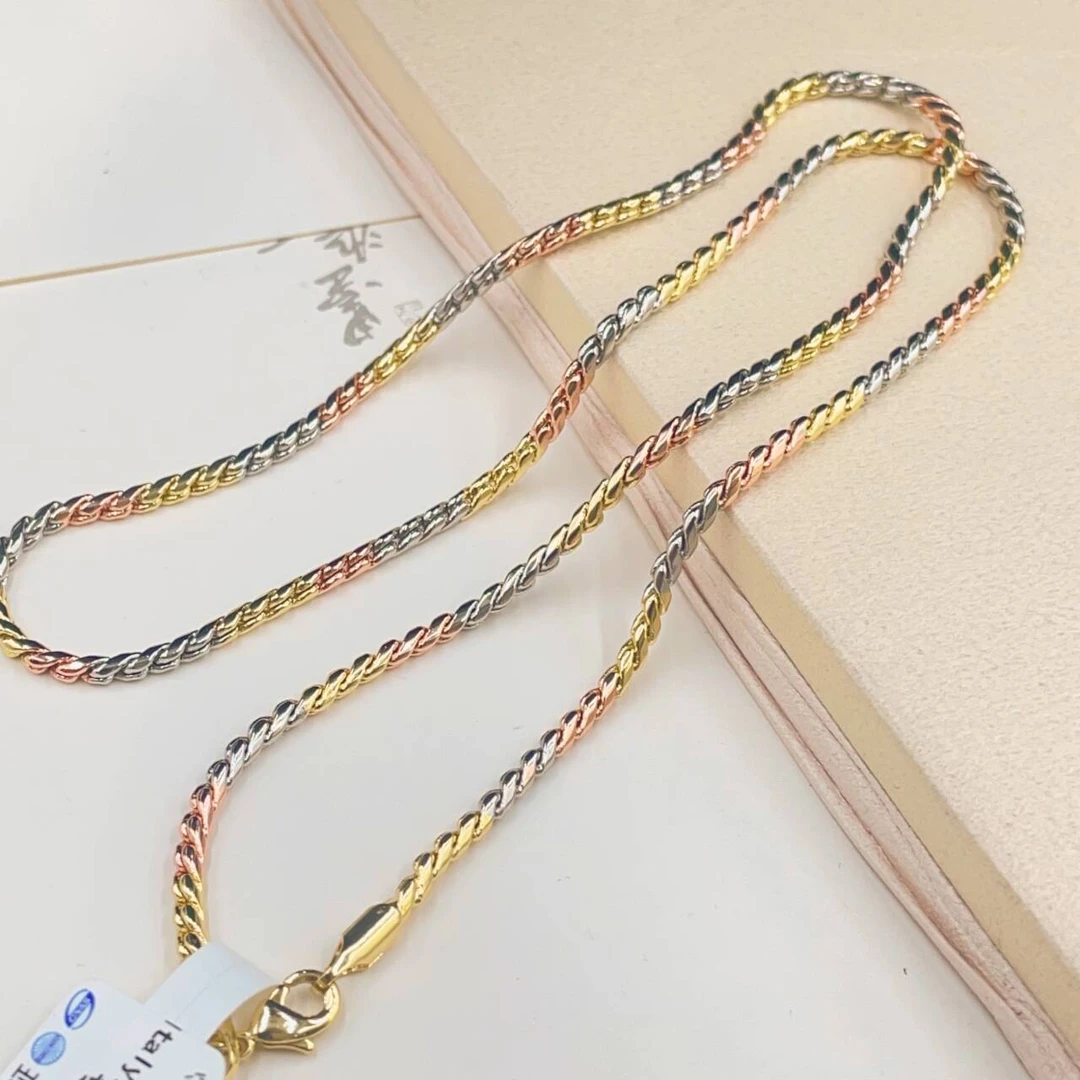 项链  三色织纹编织麻花链50cm-1709