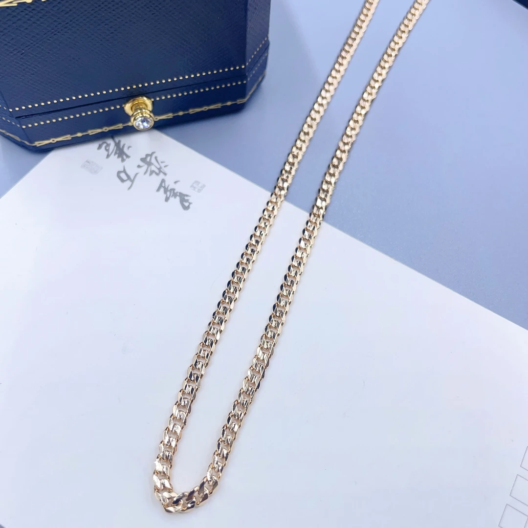 项链 高配香槟色宽扁素链项链多样性发货-323