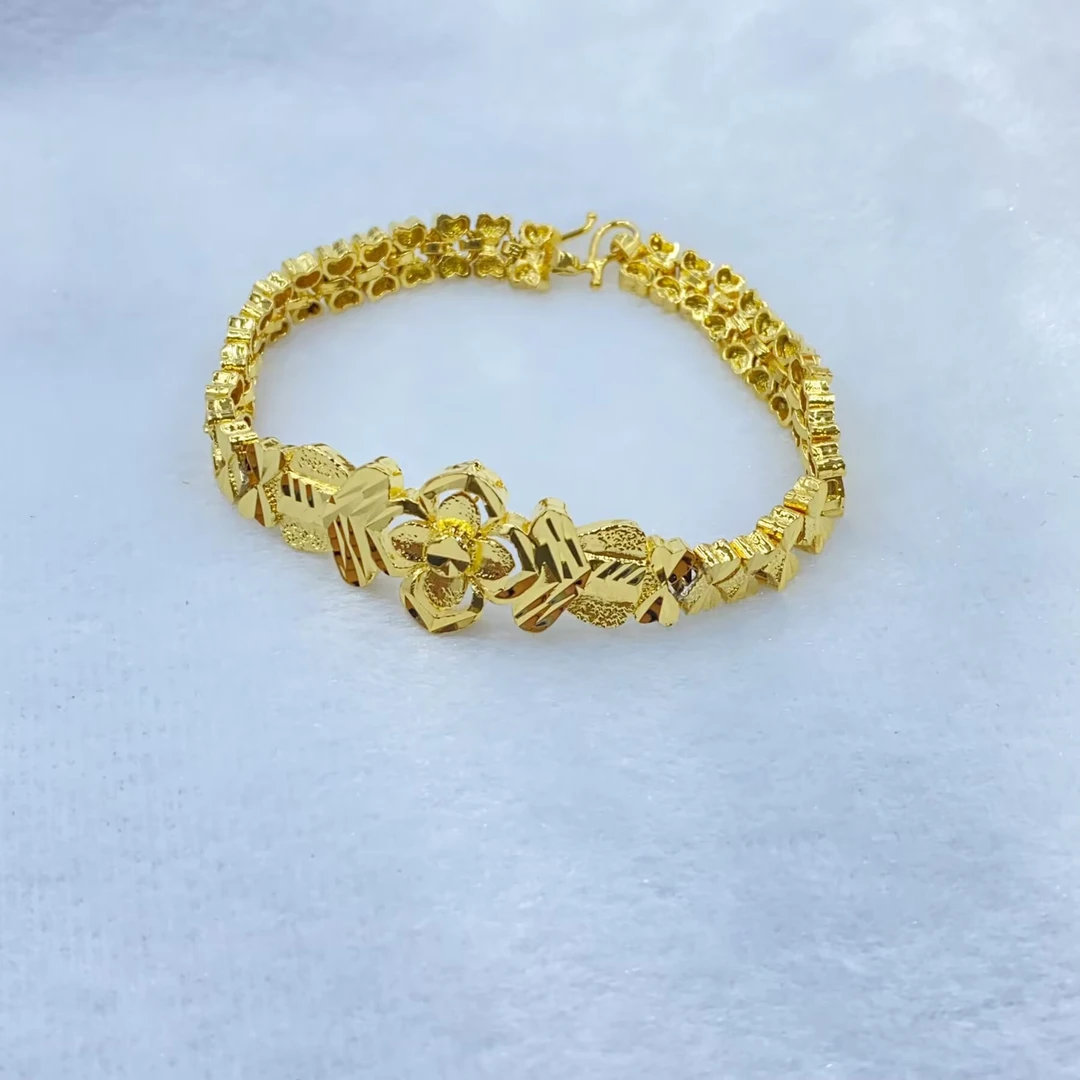 手链 2302 高配黄色雕刻花朵手链多样性发货