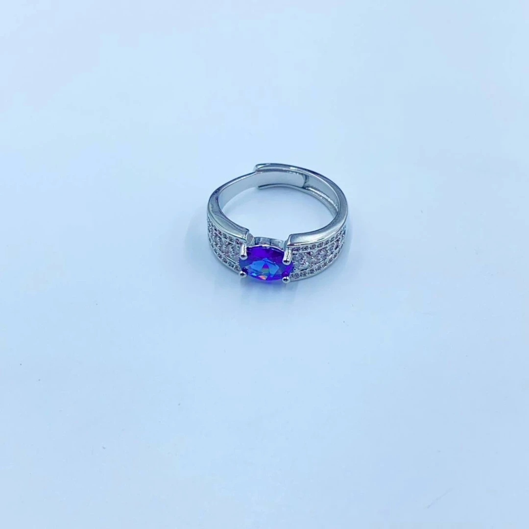 1085  精美时尚紫色四爪开口戒指多样性发