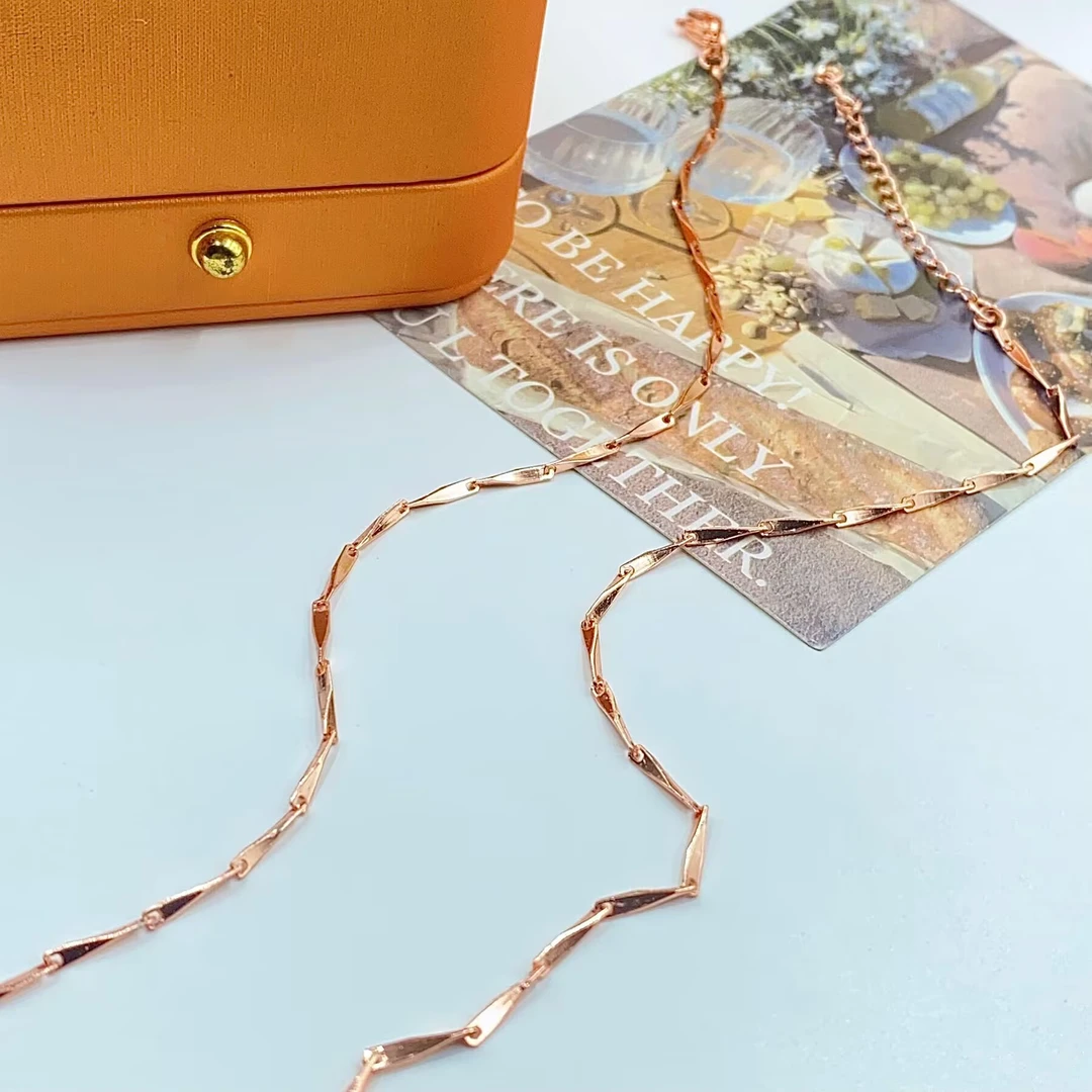 2652  精美玫瑰色细款项链可调节长多样性发货