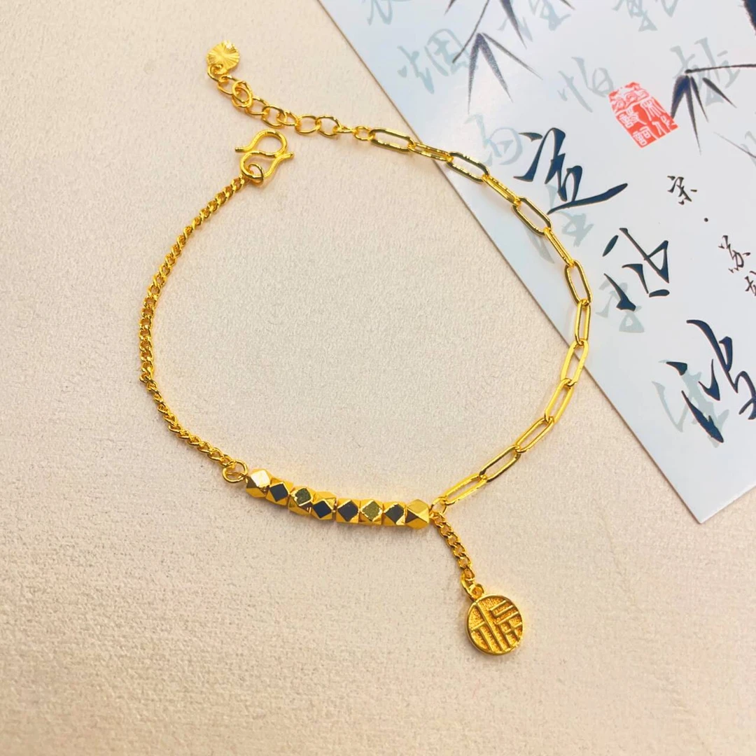 353 国风AB款福牌小众手链气质可调节素款