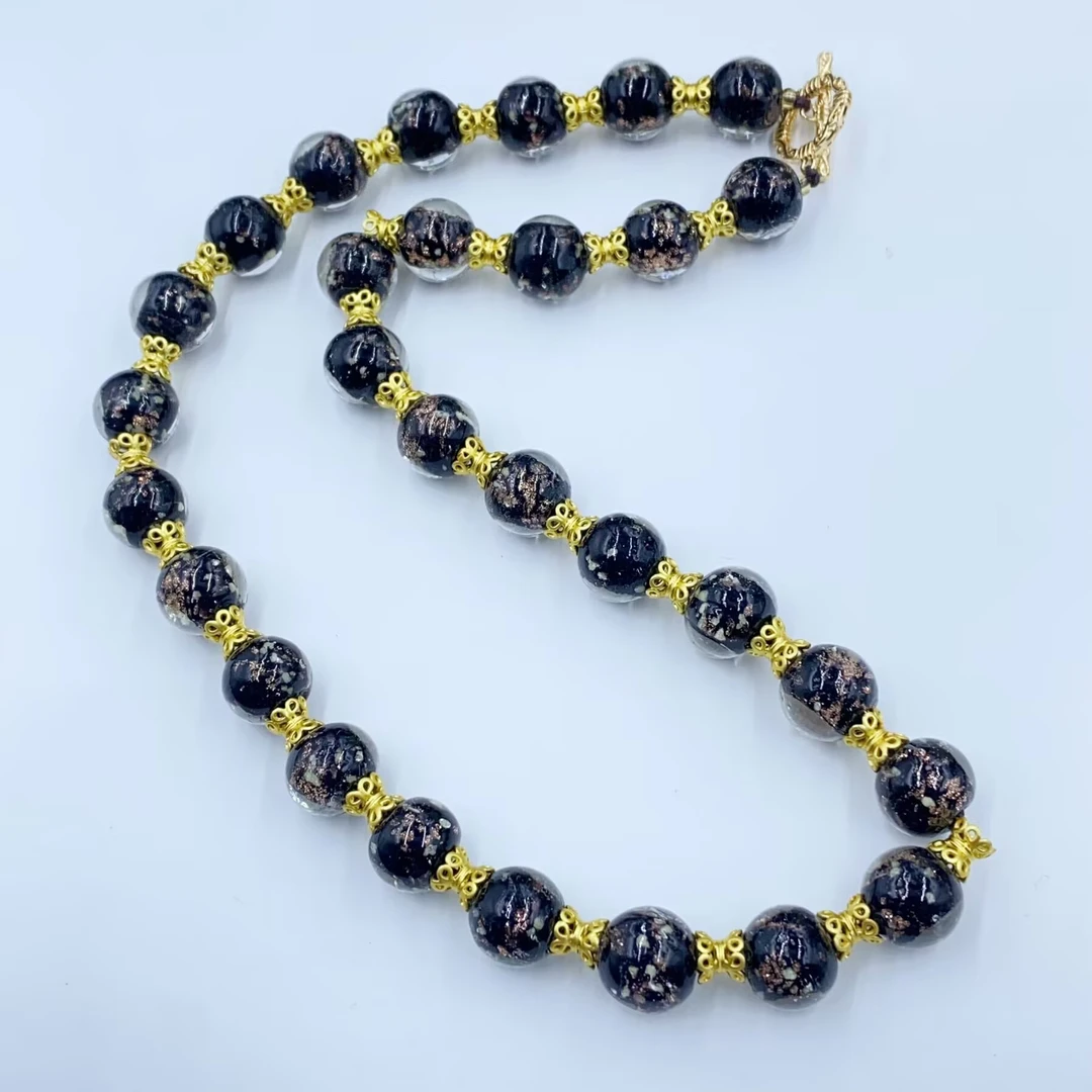 项链 1864 时尚精美黑色拼接珠珠项链多样性发货