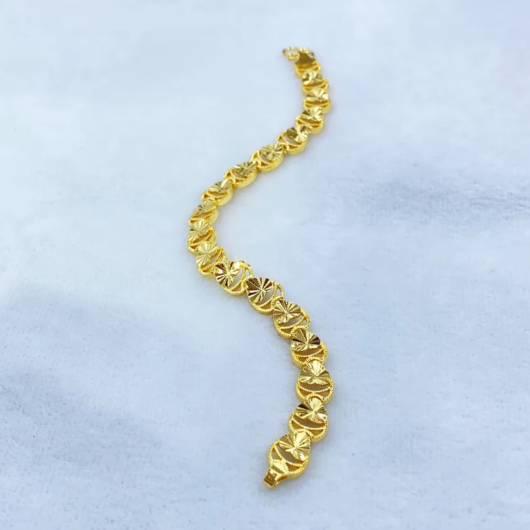 2407 高配黄色雕刻爱心手链多样性发货