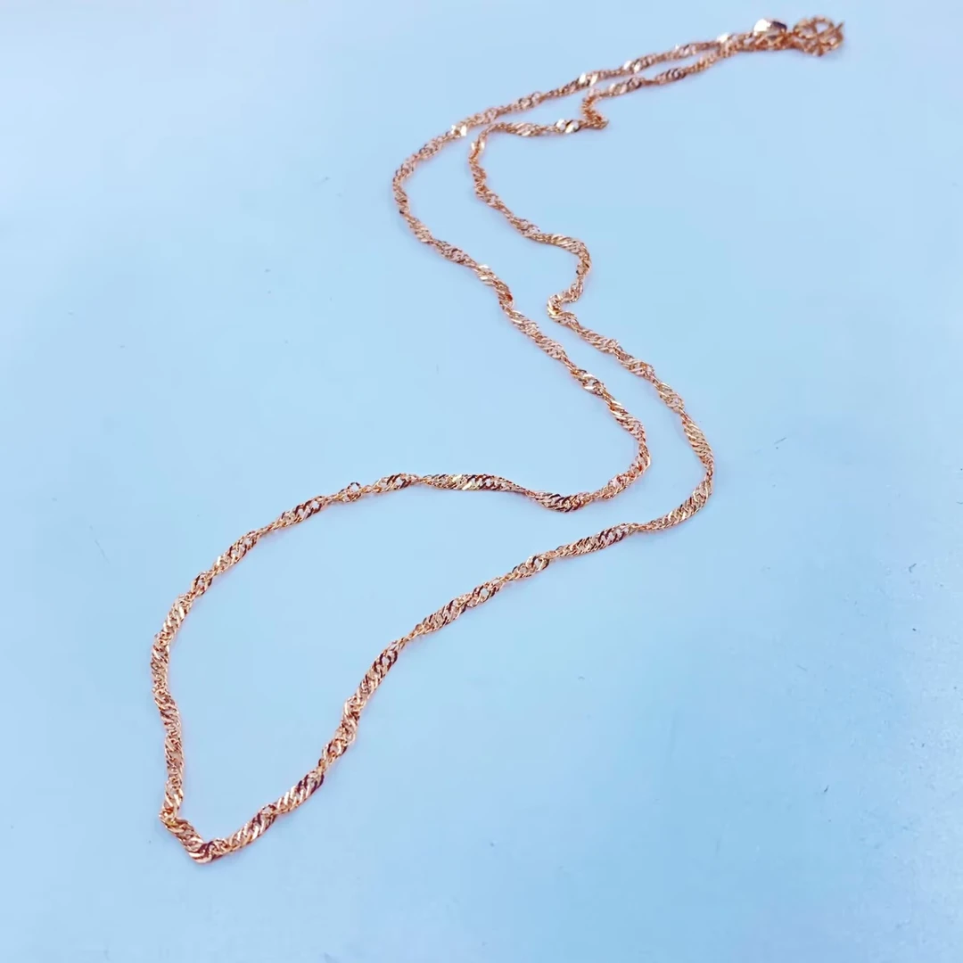 2035 高配玫瑰色三环扣项链多样性发货