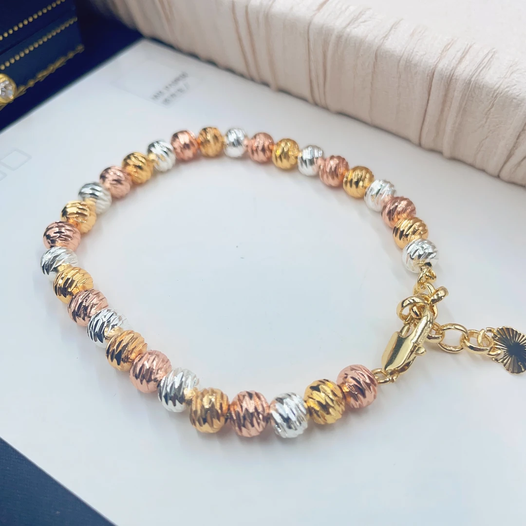 俄式三彩色爆闪波纹珠珠手链带延长多样性发货-1618