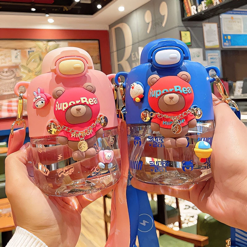 儿童吸管水杯可爱幼儿园男孩高颜值tritan塑料杯上学专用便携水壶