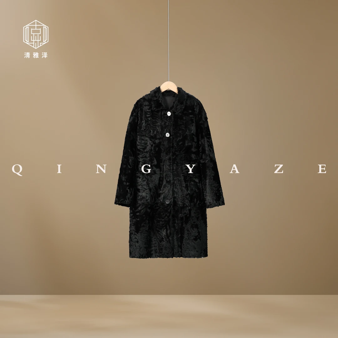 罗马假日！象羔羊皮毛一体中长款外套！GZ5176