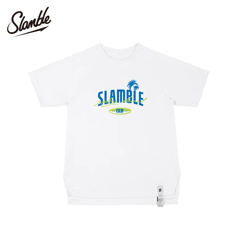 SLAMBLE夏季新款椰树字母印花短袖t恤男运动速干透气圆领休闲上衣