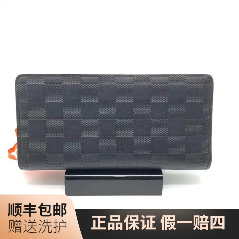 95新 LouisVuitton/路易威登 LV 黑棋盘格压印长款钱包/10014327