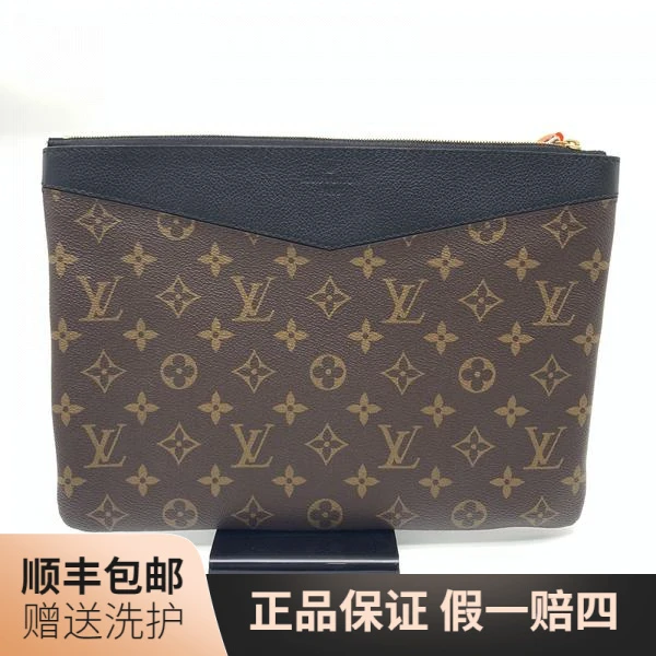 95新 LouisVuitton/路易威登 LV棕老花手拿包/10017855 二奢男包