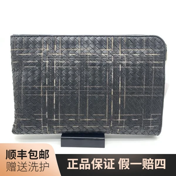 95新 BOTTEGA VENETA/葆蝶家 BV黑色编织手拿包/J11181手拿包男包