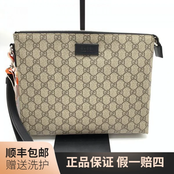 95新 GUCCI/古驰 古驰老花手拿包/10018156奢侈二奢男包时尚 休闲