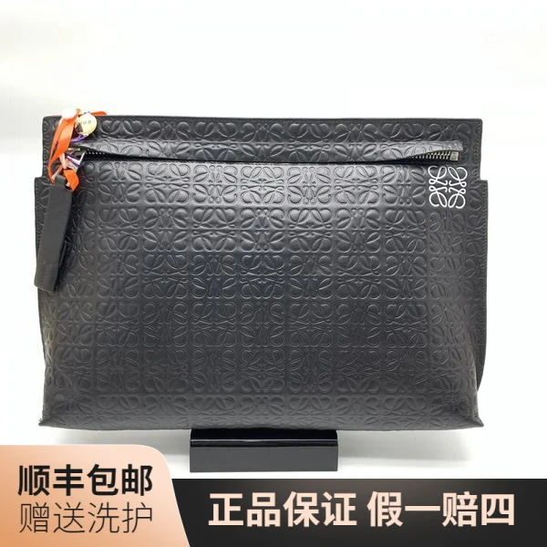95新 LOEWE/罗意威 罗意威黑色手拿包/10018282经典商务休闲 时尚