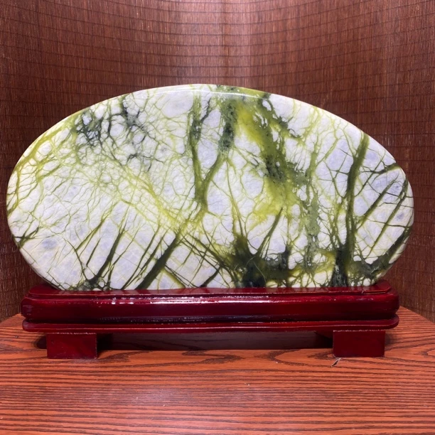 天然奇石玉树石湖畔风情观赏石家居中式玄关摆件高24宽38厚2厘米