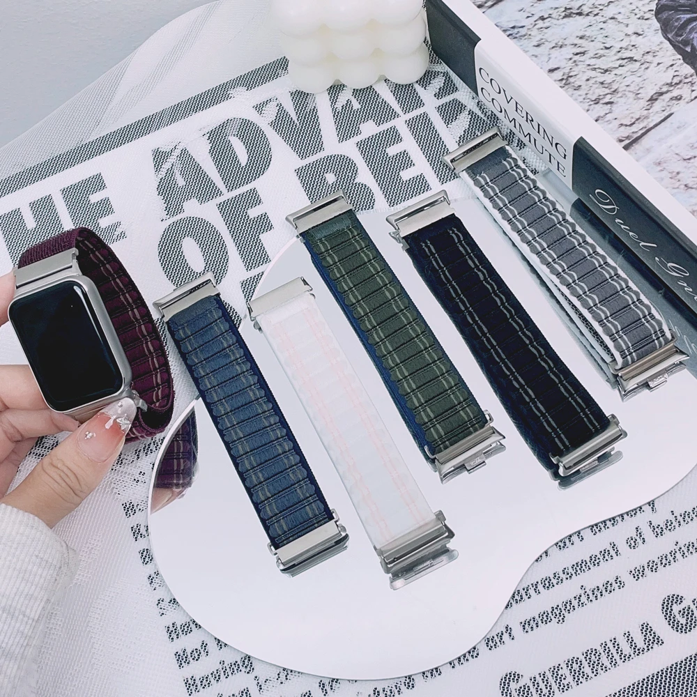 裴蔻 适用小米手环9P/8P回环表带撞色编织魔术贴运动腕带红米4/5