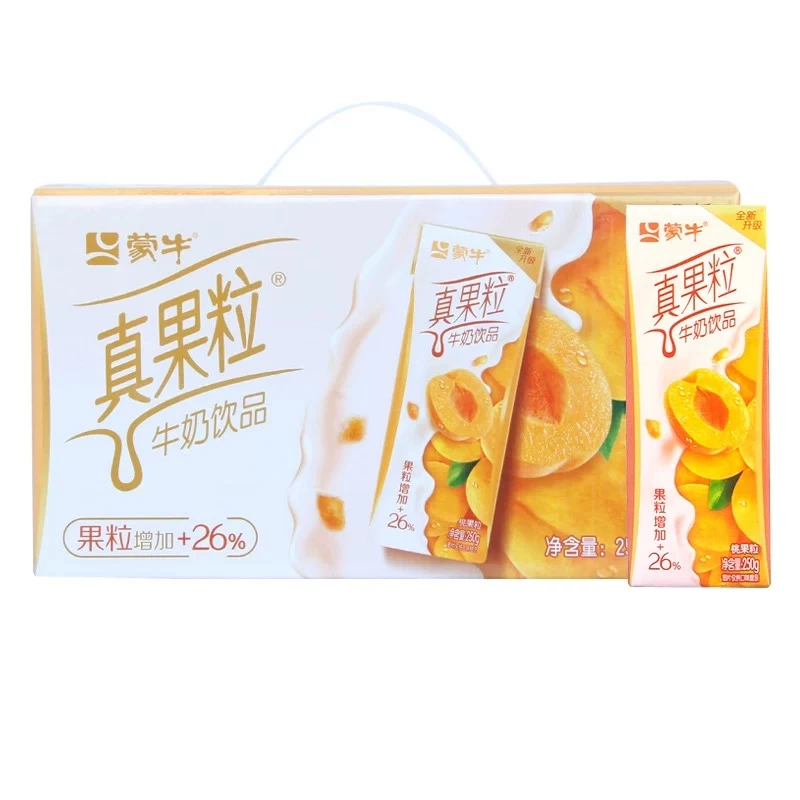 【5月份】蒙牛真果粒黄桃口味牛奶饮品250g*12盒营养早餐包邮