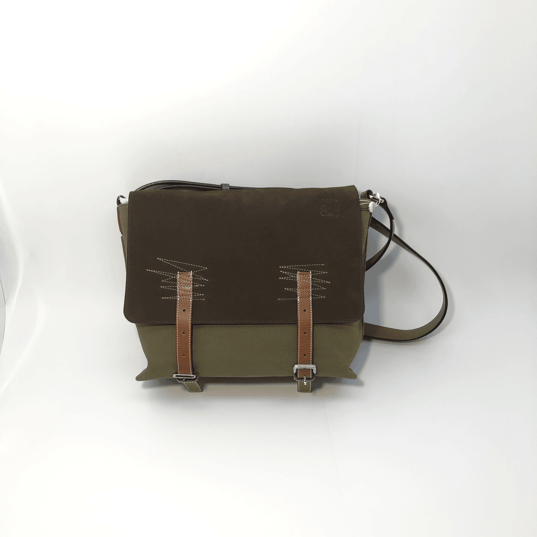 99新 LOEWE/罗意威 双扣单肩包/3546号男士轻奢时尚休闲真皮