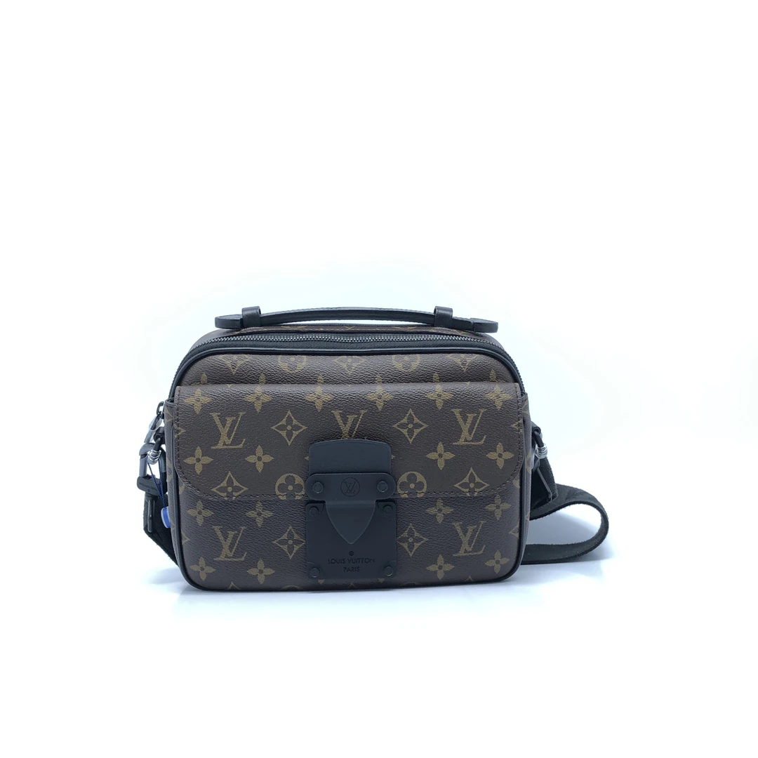 99新 LouisVuitton/路易威登 98新 棕花s lock斜挎包/3641号男士
